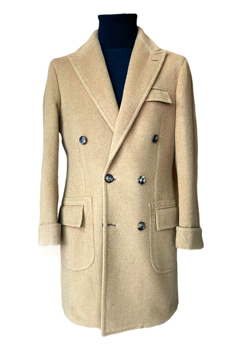Bactrain Camel Double Breasted Overcoat