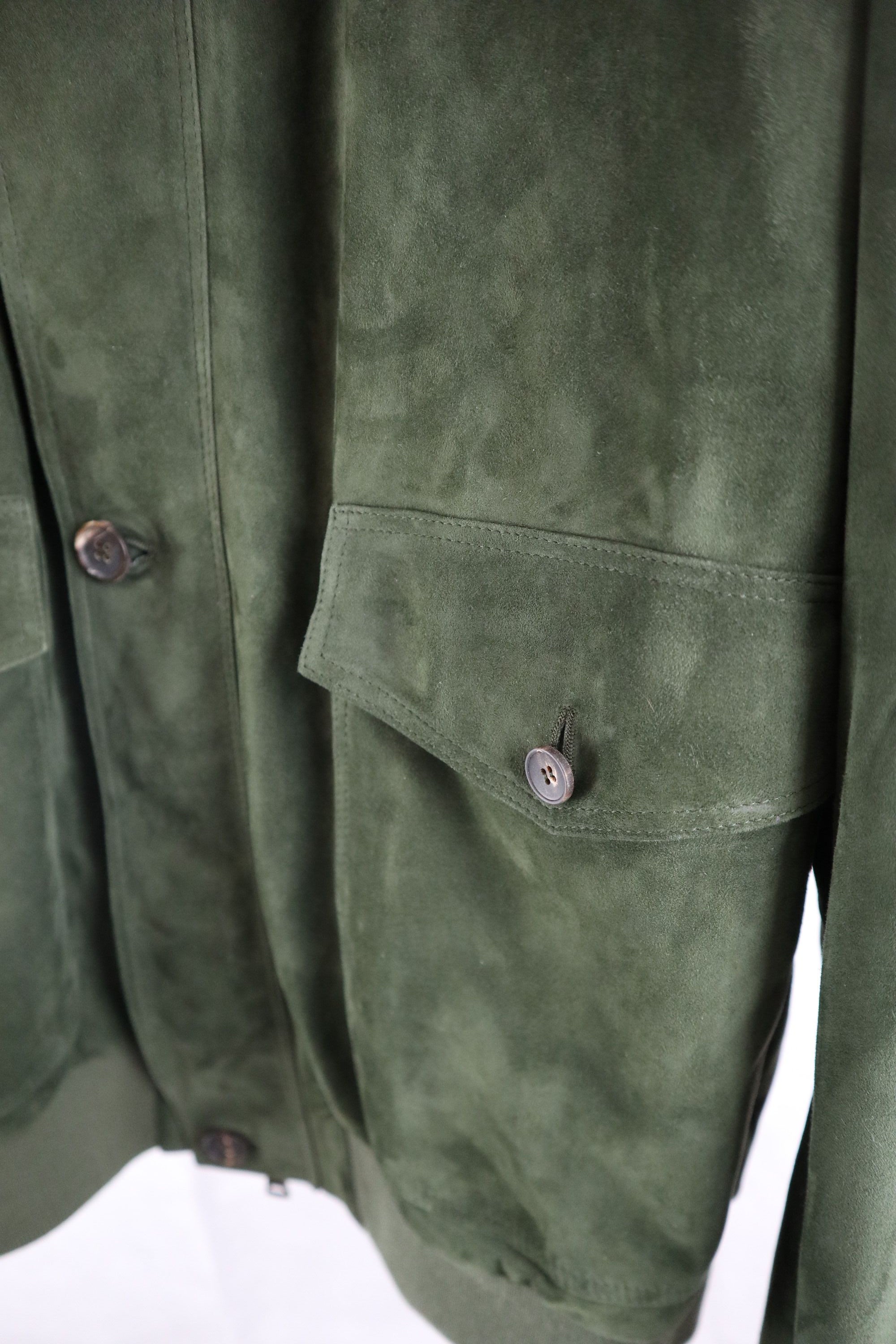 Green Olive Suede Bomber jacket