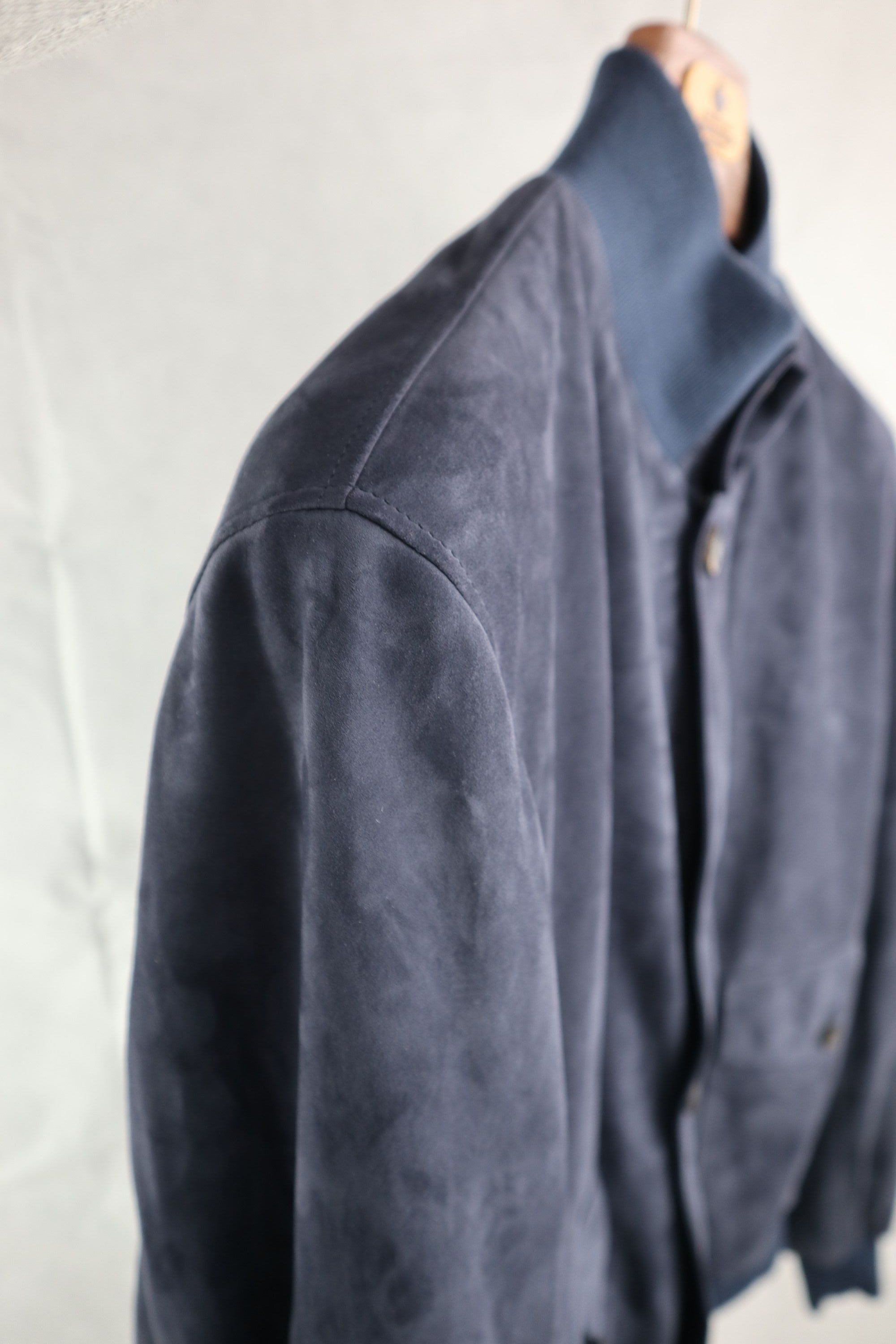 Blu Navy Suede Bomber jacket