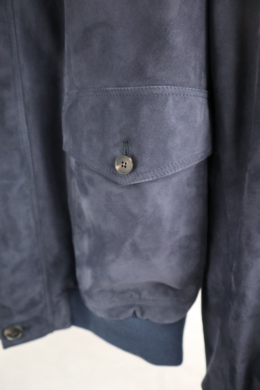 Blu Navy Suede Bomber jacket