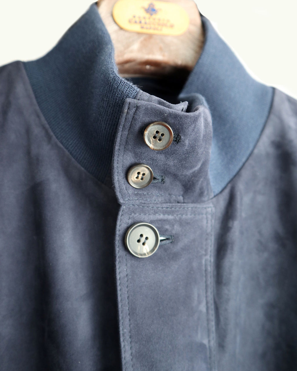 Blu Navy Suede Bomber jacket