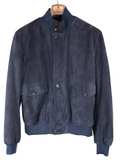 Blu Navy Suede Bomber jacket
