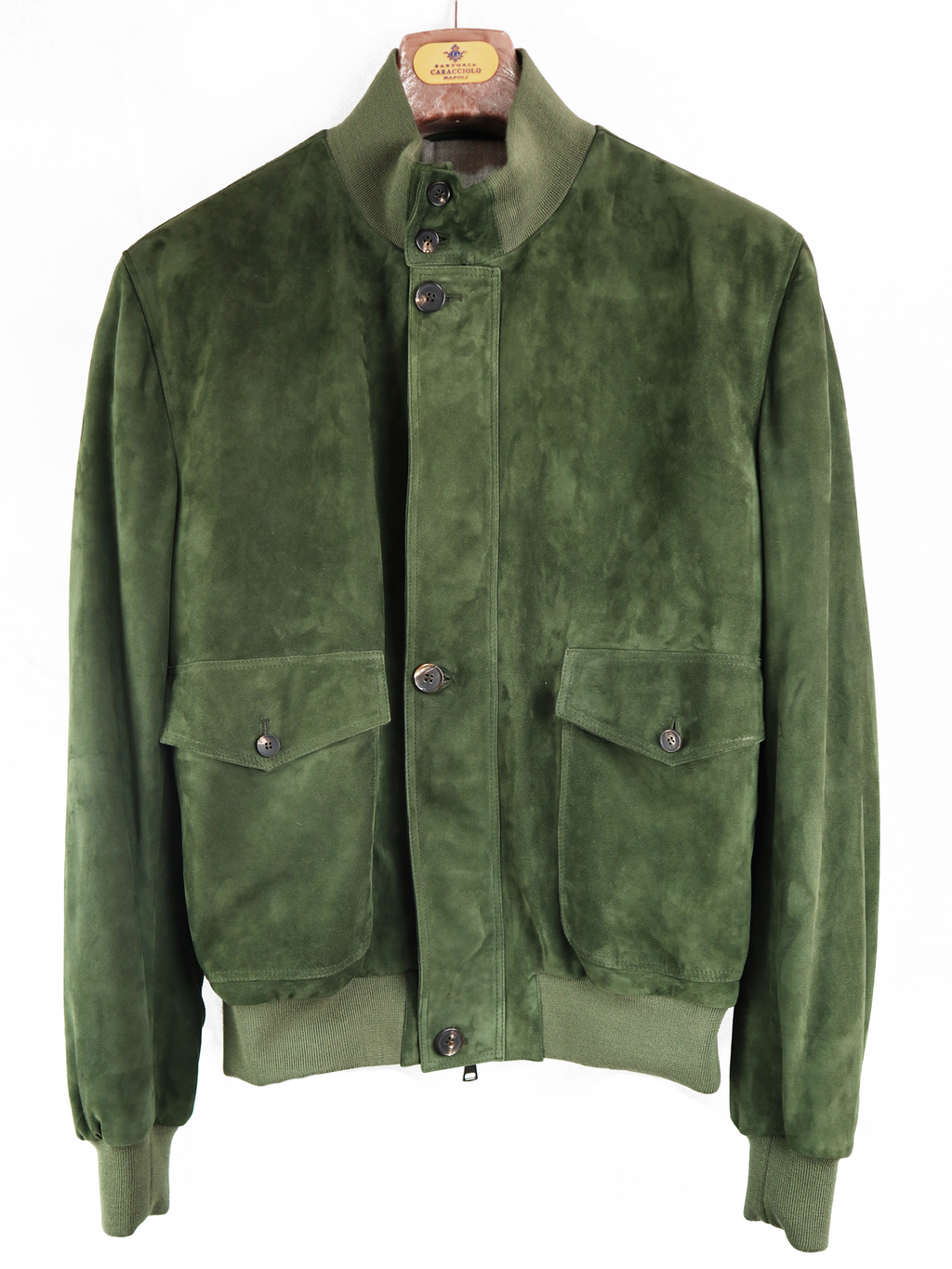 Green Olive Suede Bomber jacket