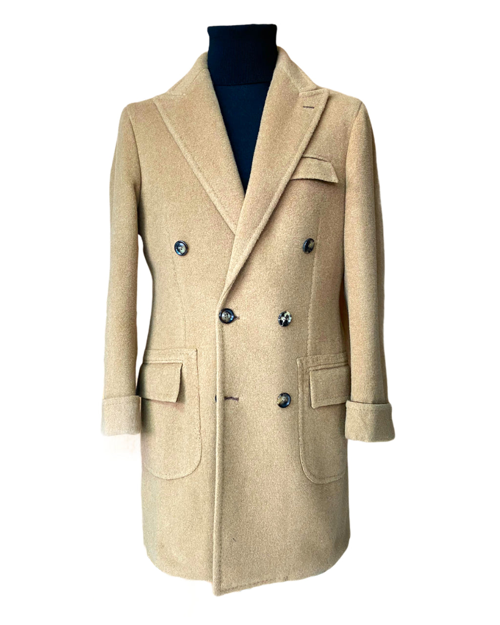 Bactrain Camel Double Breasted Overcoat